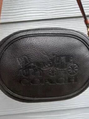 COACH Jamie Camera Bag Embossed Pebbled Leather Crossbody - Black & Red